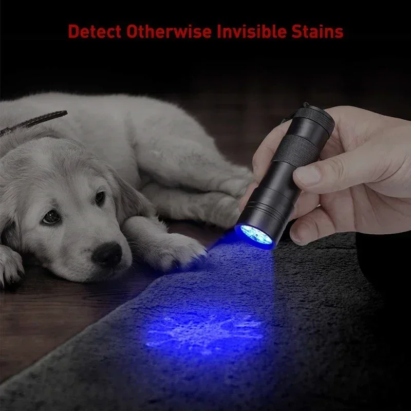 1-8PCS 395nm UV Flashlight 9/12LED Curing Light Ultraviolet Light Blacklight Detector for Pet Urine Scorpion Jewellry Inspection