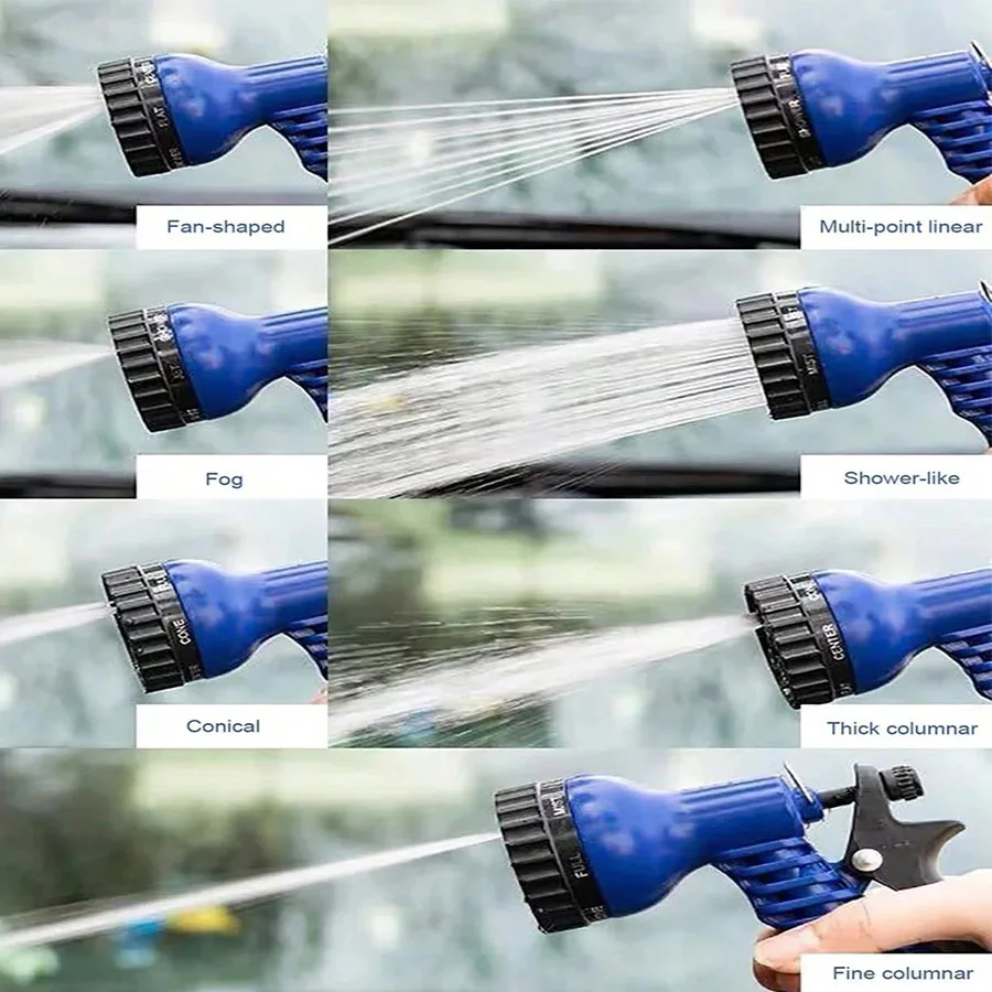 Expandable Magic Hose High Pressure Car Wash 7 Spray Modes Water Gun for Home Garden Plant Watering Flexible Lightweight No Kink