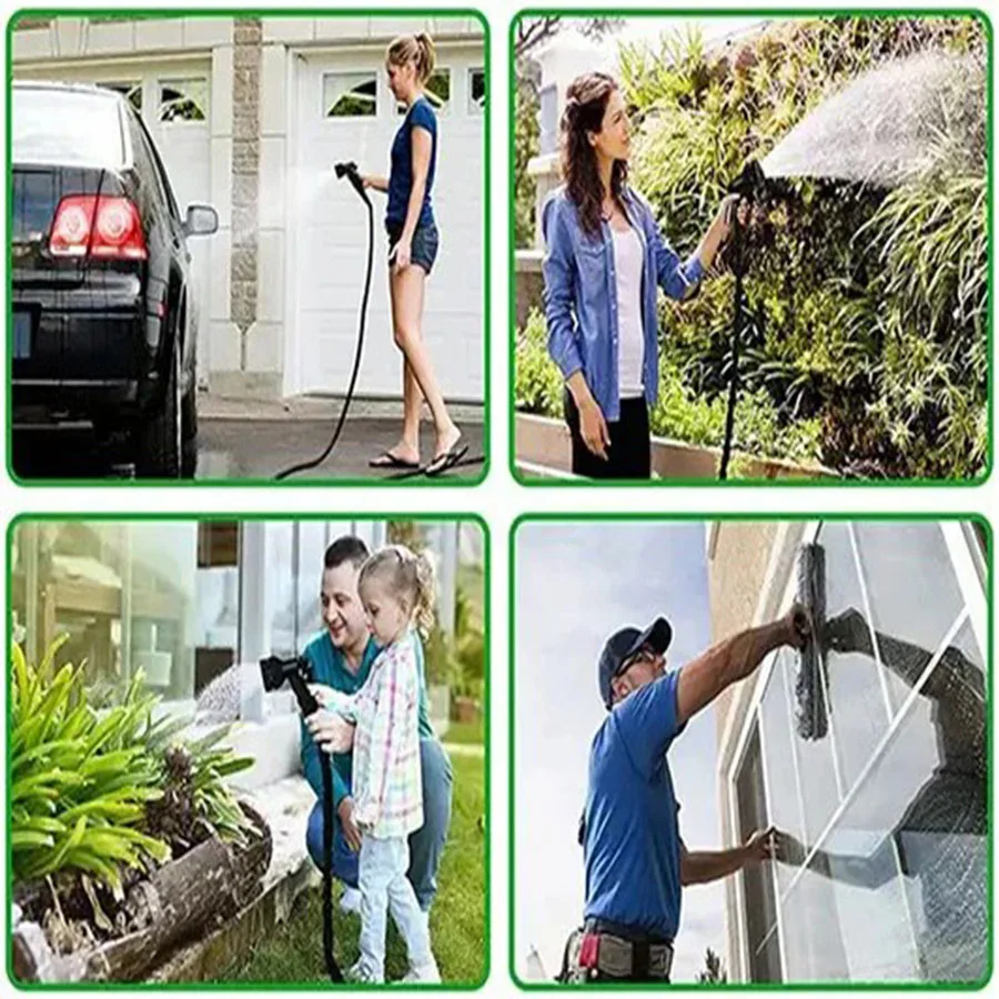 Expandable Magic Hose High Pressure Car Wash 7 Spray Modes Water Gun for Home Garden Plant Watering Flexible Lightweight No Kink