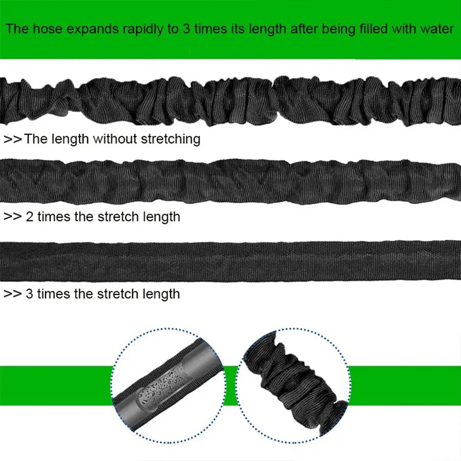 Expandable Magic Hose High Pressure Car Wash 7 Spray Modes Water Gun for Home Garden Plant Watering Flexible Lightweight No Kink