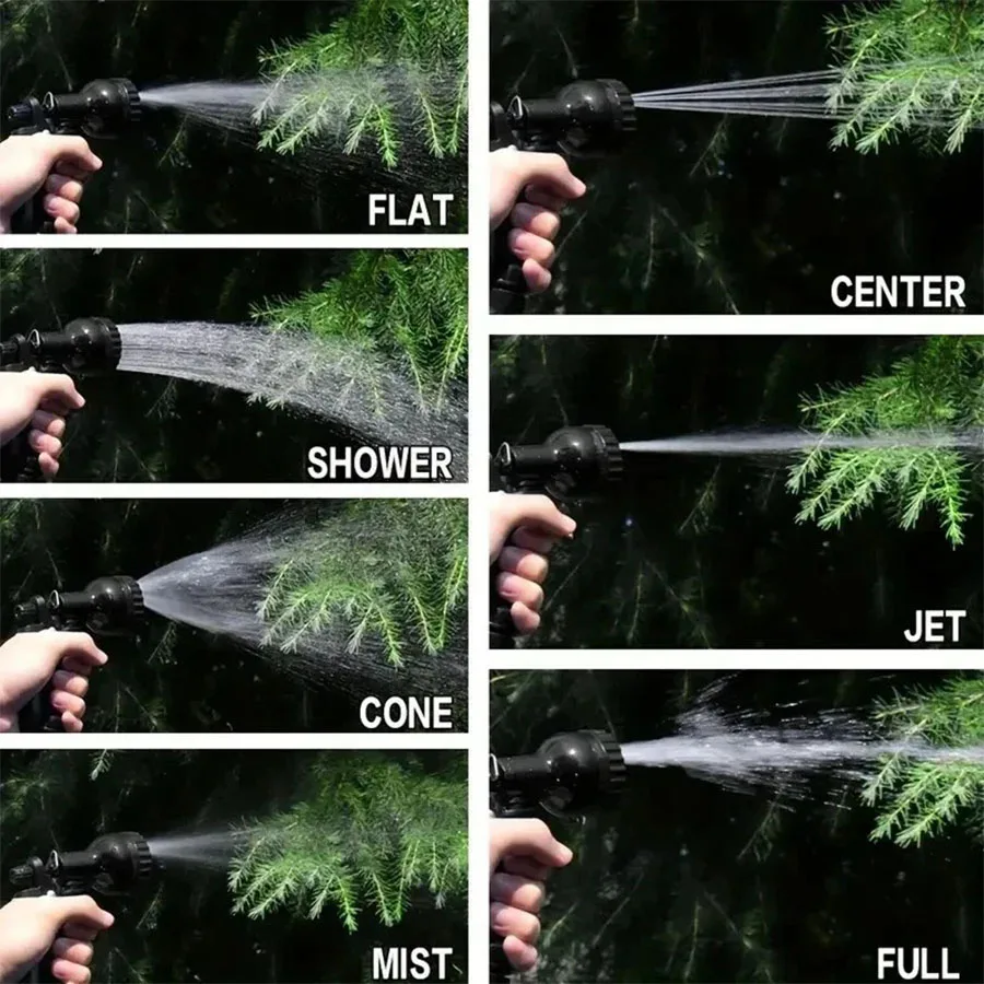 Expandable Magic Hose High Pressure Car Wash 7 Spray Modes Water Gun for Home Garden Plant Watering Flexible Lightweight No Kink