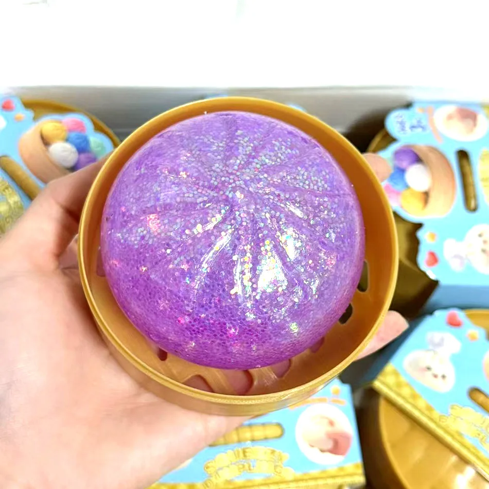 New 1-12pcs Glitter Dumpling Glitter Dumpling Squishy with Box Dumplings Sensory Squeeze Toy for Stress Relief