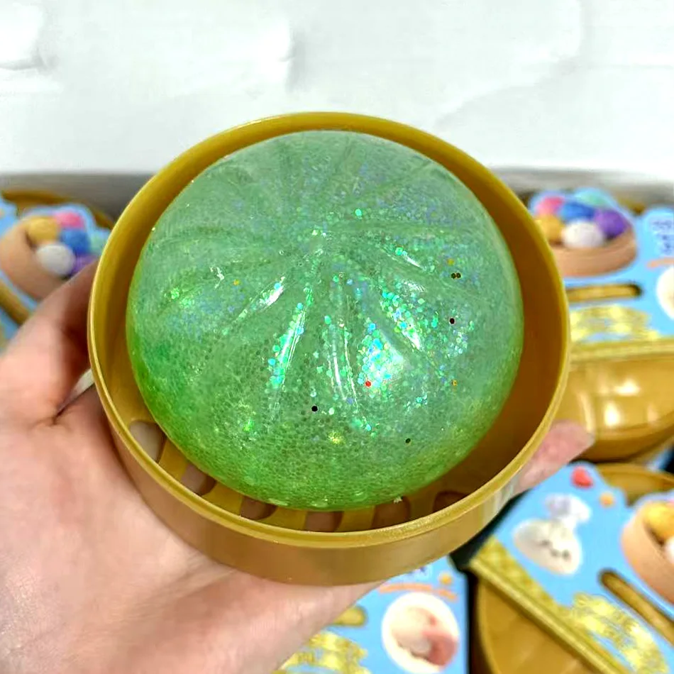 New 1-12pcs Glitter Dumpling Glitter Dumpling Squishy with Box Dumplings Sensory Squeeze Toy for Stress Relief