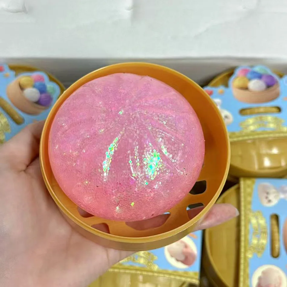 New 1-12pcs Glitter Dumpling Glitter Dumpling Squishy with Box Dumplings Sensory Squeeze Toy for Stress Relief