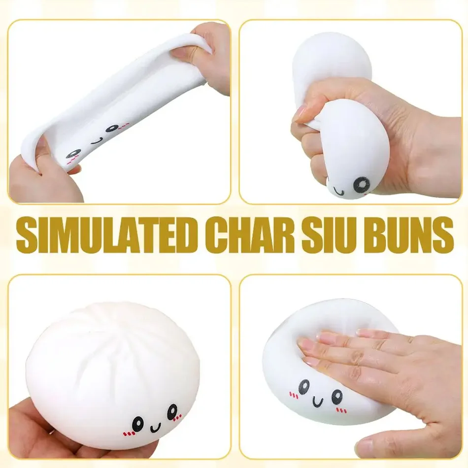 New 1-12pcs Glitter Dumpling Glitter Dumpling Squishy with Box Dumplings Sensory Squeeze Toy for Stress Relief