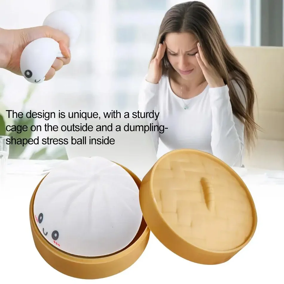 New 1-12pcs Glitter Dumpling Glitter Dumpling Squishy with Box Dumplings Sensory Squeeze Toy for Stress Relief