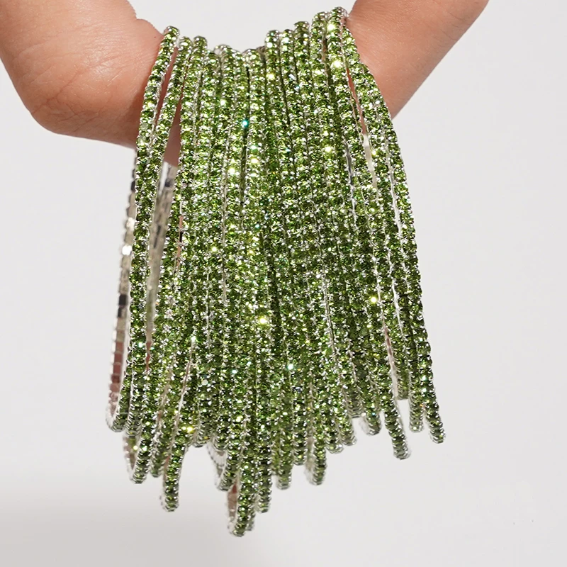 5pcs Fashion Crystal Rhinestone Elastic Bracelet For Women Stretch Stackable Bracelets Classic Wristband Daily Female Jewelry