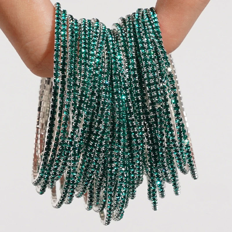5pcs Fashion Crystal Rhinestone Elastic Bracelet For Women Stretch Stackable Bracelets Classic Wristband Daily Female Jewelry