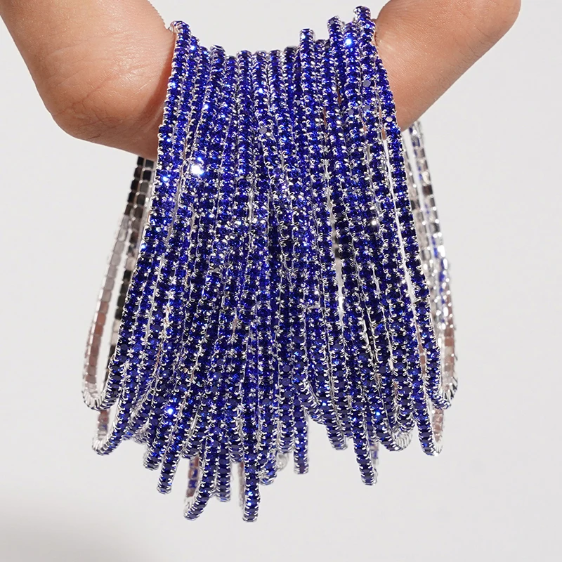 5pcs Fashion Crystal Rhinestone Elastic Bracelet For Women Stretch Stackable Bracelets Classic Wristband Daily Female Jewelry