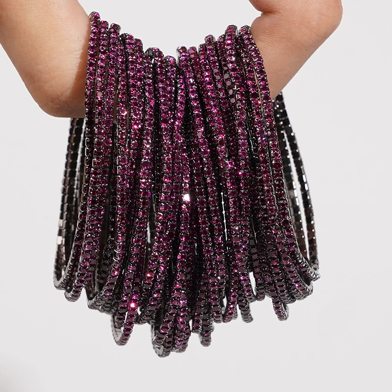 5pcs Fashion Crystal Rhinestone Elastic Bracelet For Women Stretch Stackable Bracelets Classic Wristband Daily Female Jewelry