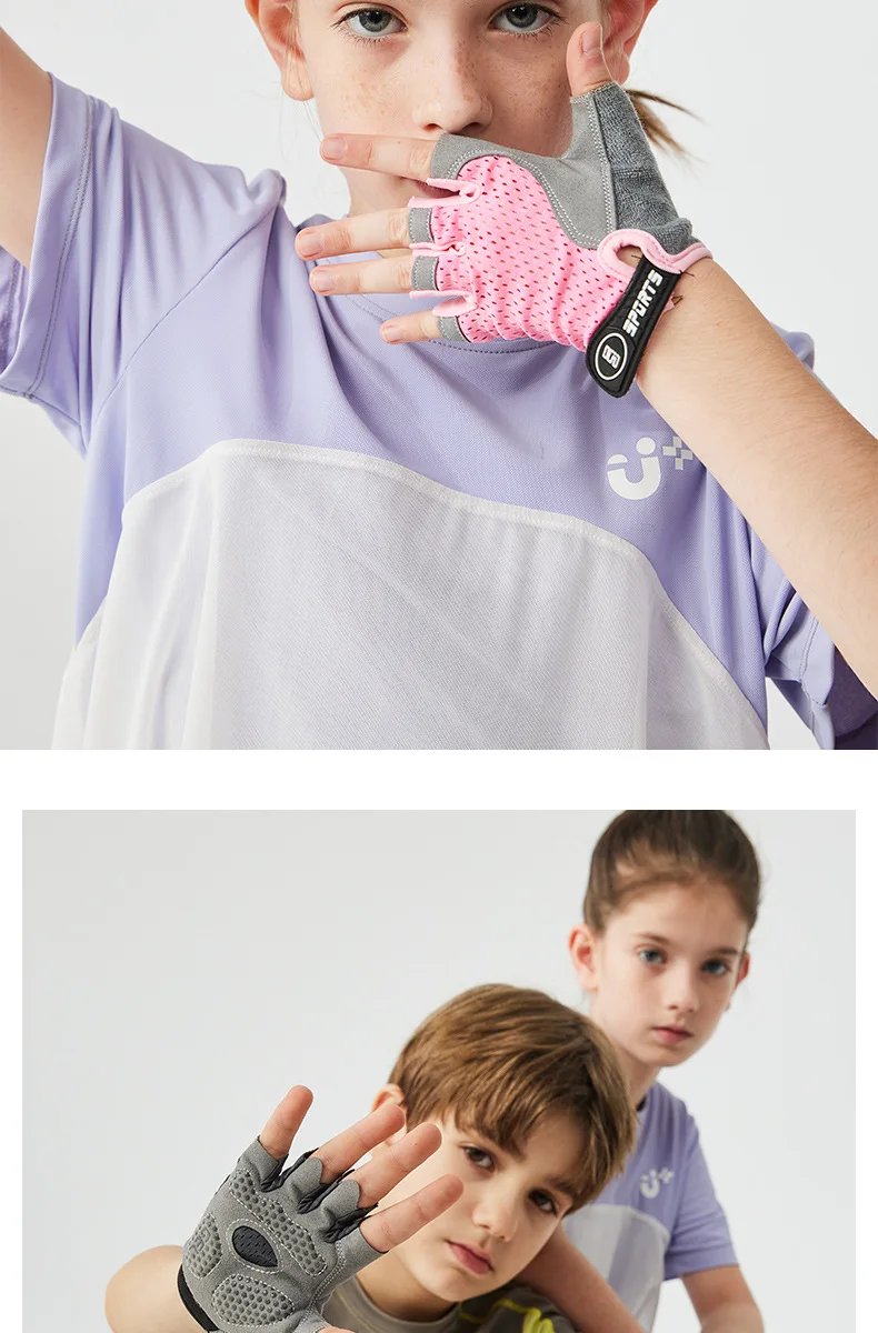 Kids Cycling Gloves Spring Summer Gel Padded Anti-Slip Boy Girl Skateboard Breathable Fitness Workout Children Sports Gloves