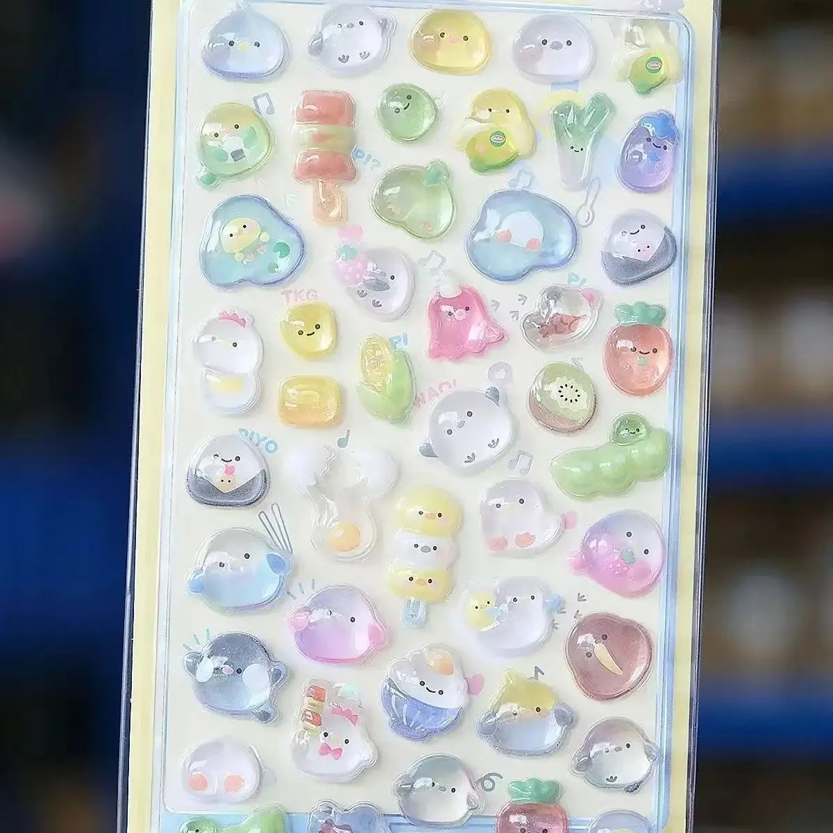 //Kawaii 3D Jelly Resin Stickers Cute Cartoon Sparkle Transparent Decals for Scrapbooking Phone Case Laptop DIY Decor..