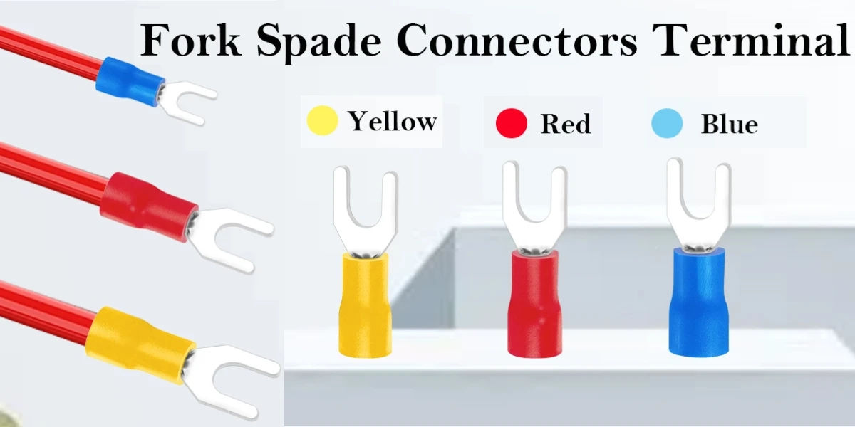 100Pcs U-Type Fork Spade Wire Connectors Insulated Crimp Terminals #8 22-10 AWG for Automotive Marine Industrial Wiring Repair