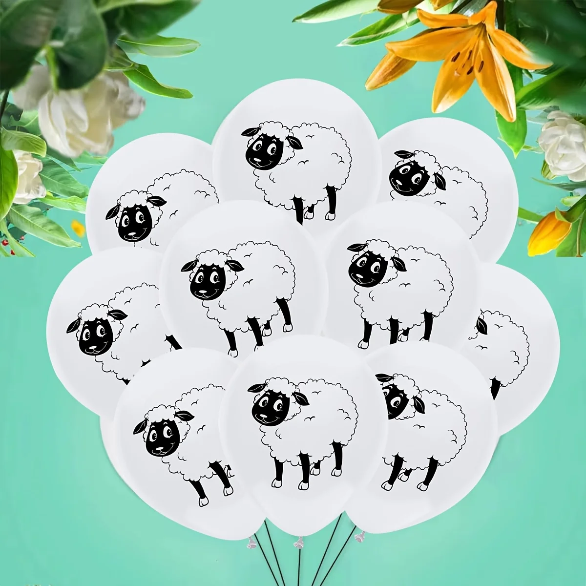 16Pcs printing design sheep balloon party sheep print latex balloon decoration for Feast party decoration for Circular