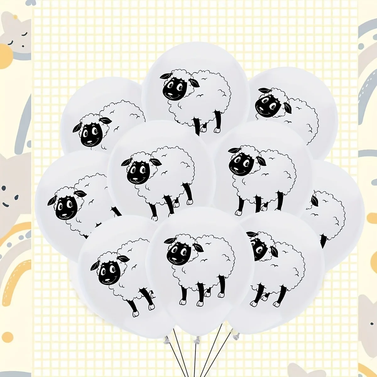 16Pcs printing design sheep balloon party sheep print latex balloon decoration for Feast party decoration for Circular
