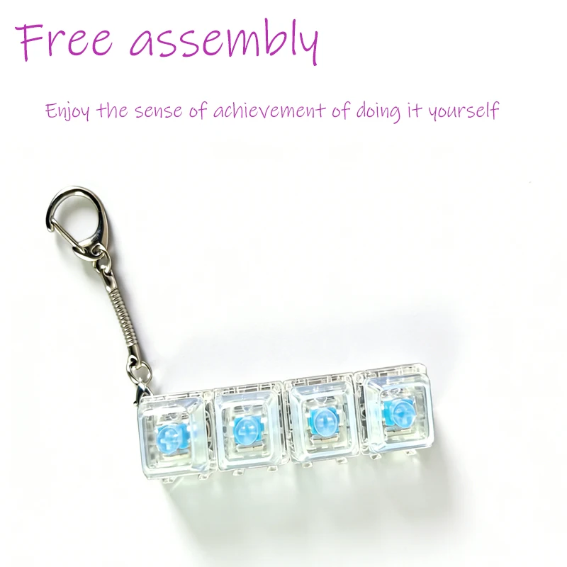 /LED free assembly keyboard keychain Fidget toy crystal clicker sensory toy stress relief keyboard keychain adult children's toy