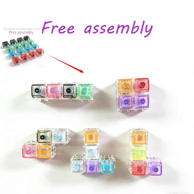/LED free assembly keyboard keychain Fidget toy crystal clicker sensory toy stress relief keyboard keychain adult children's toy
