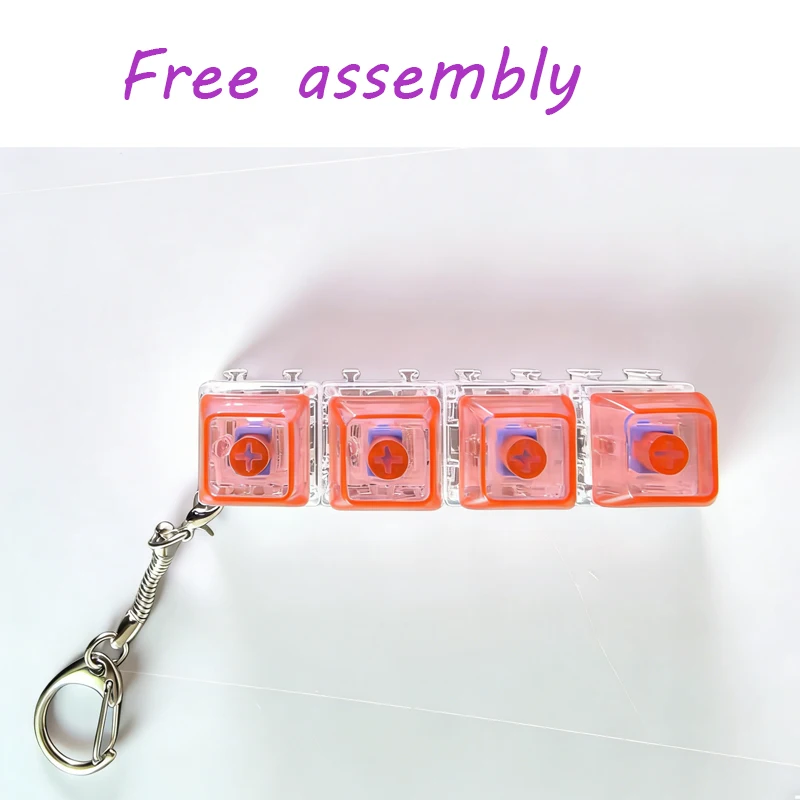 /LED free assembly keyboard keychain Fidget toy crystal clicker sensory toy stress relief keyboard keychain adult children's toy