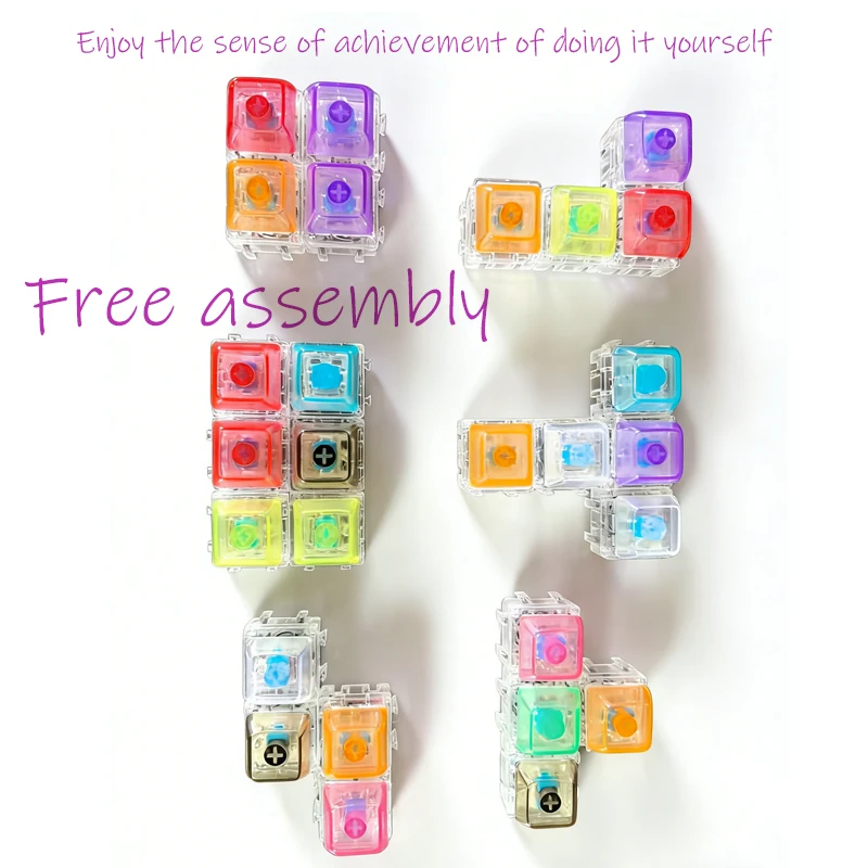 /LED free assembly keyboard keychain Fidget toy crystal clicker sensory toy stress relief keyboard keychain adult children's toy