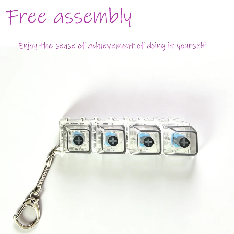 /LED free assembly keyboard keychain Fidget toy crystal clicker sensory toy stress relief keyboard keychain adult children's toy