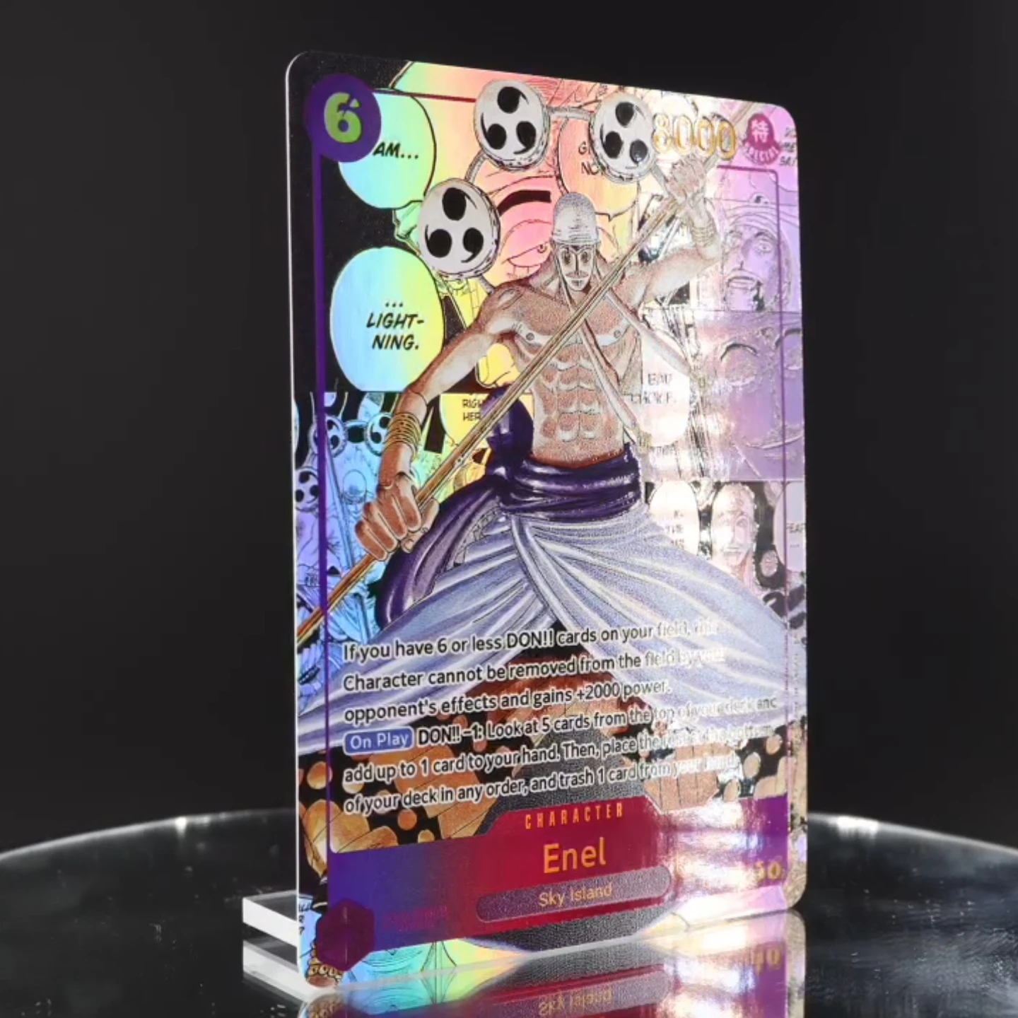 One Piece TCG OPCG English OP15-118 Enel Manga OP15 Deck 6 Cost Purple Enel Textured Foil Embossed Card Anime Collectible Cards
