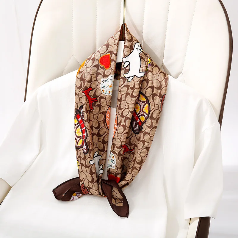 New Silk Square Scarf Women Luxury Floral Print Kerchief Soft Satin Hairband Hands Bag Ribbon Foulard Hijab Neckerchief Headband