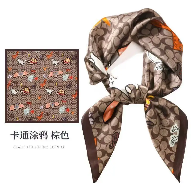 New Silk Square Scarf Women Luxury Floral Print Kerchief Soft Satin Hairband Hands Bag Ribbon Foulard Hijab Neckerchief Headband