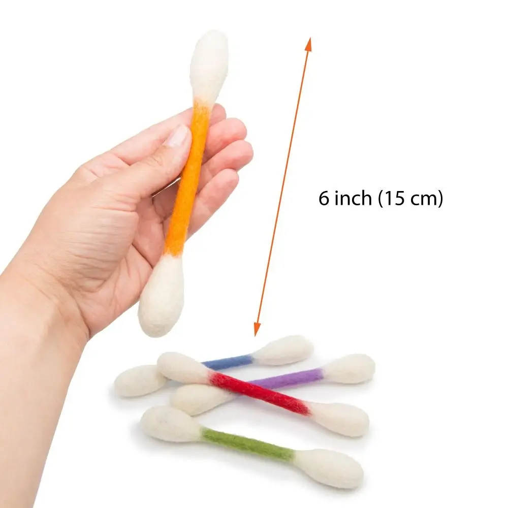 6PCS Felt Cotton Swabs Cat Toys Lightweight Chew Dental Interactive Kick Stick Teething Soft Giant Swabs Cat Toy Cat Lovers