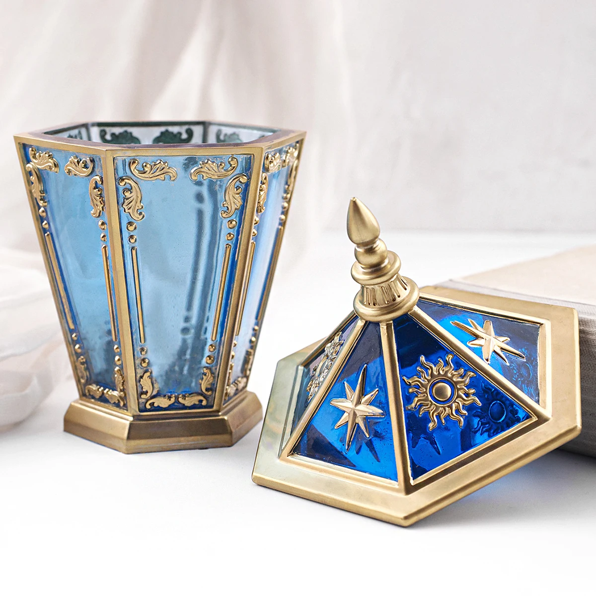 DIY Lighthouse Silicone Mold with Lid Crystal Epoxy Resin Star Moon Hexagon Crystal Cluster Mirror Storage Box Mold Home Decor