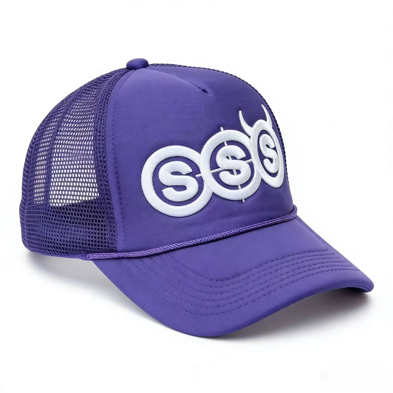 SSS Devil Horn Summer Travel Peaked Baseball Cap Men's Embroidery Hip-Hop Cap Style Sun Visor Adjustable Trucker Mesh Cap