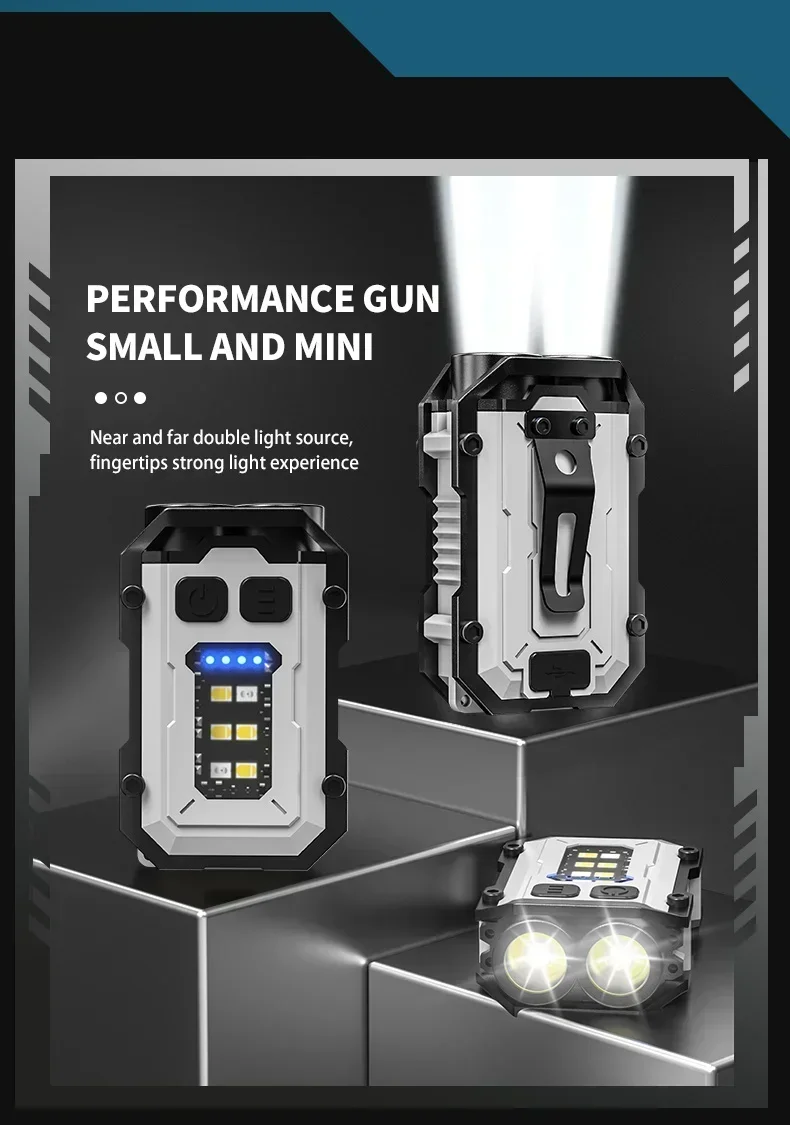 Powerfu LED Keychain Flashlight USB Rechargeable Magnetic COB Work Light Mini Pocket Torch Camping Walking Lamp Pen Clip Lantern