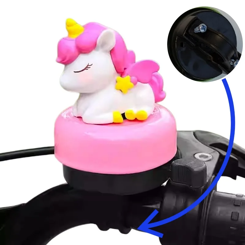 Cute Cartoon Unicorn Bicycle Bell Universal Loud Clear Horn for Kids Balance Bike Bicycle Skateboard Scooter Accessories Gift