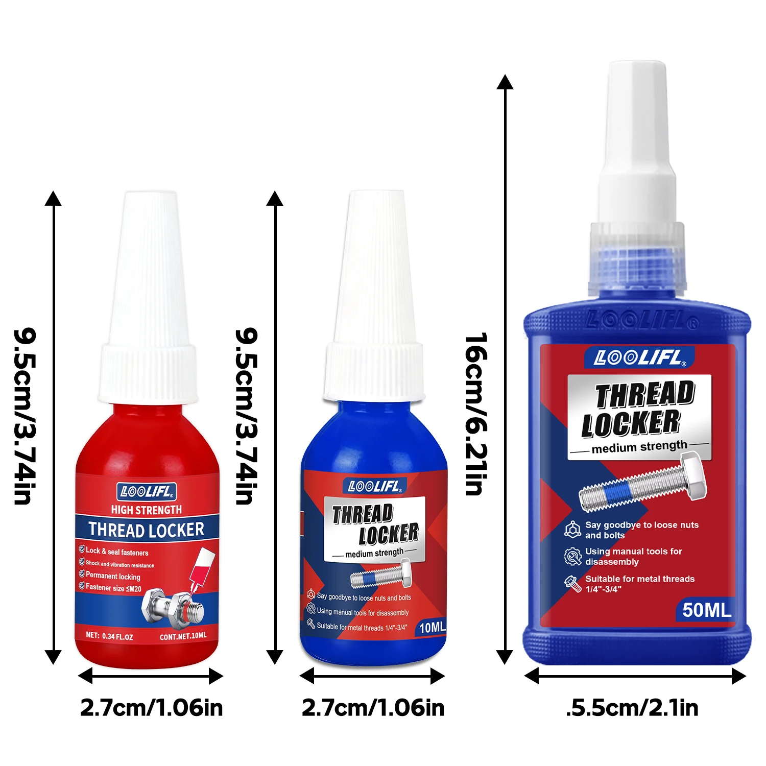 LOOLIFL 243 271 Screw Lock Threadlocker Red Screw Glue Thread Locking Agent Anaerobic Glue Anti-loose Universal Thread Sealants