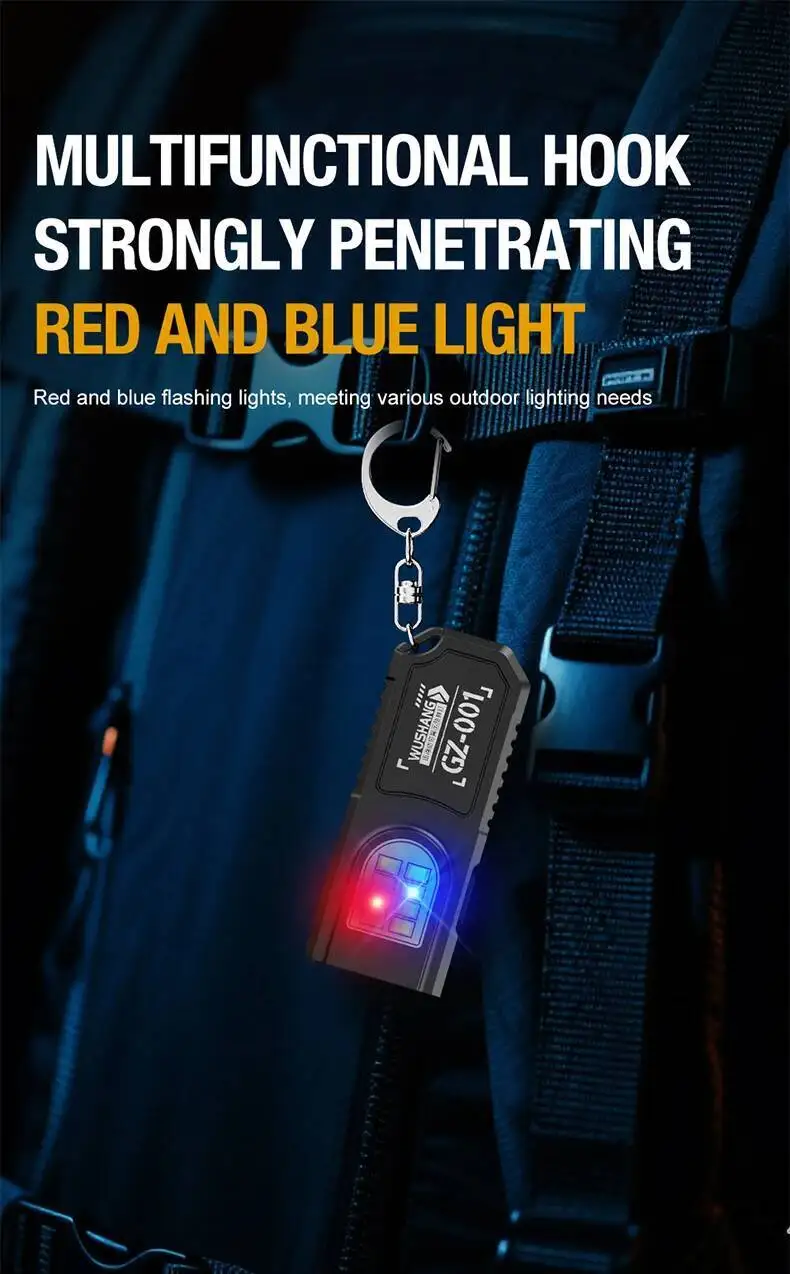 Powerful Mini COB LED Keychain Flashlight USB C Rechargeable Hanging Work Light Waterproof Keyring Camping Walking Pocket Lamp
