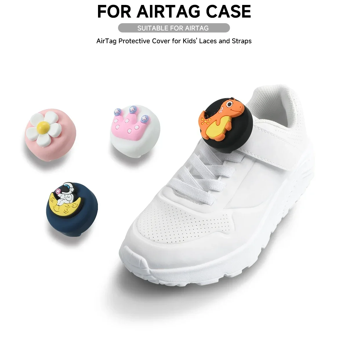 AirTag Holder Case for Kid Shoelaces & Straps Waterproof Silicone GPS Tracker Accessories for Toddler Child's Shoes Shoestring