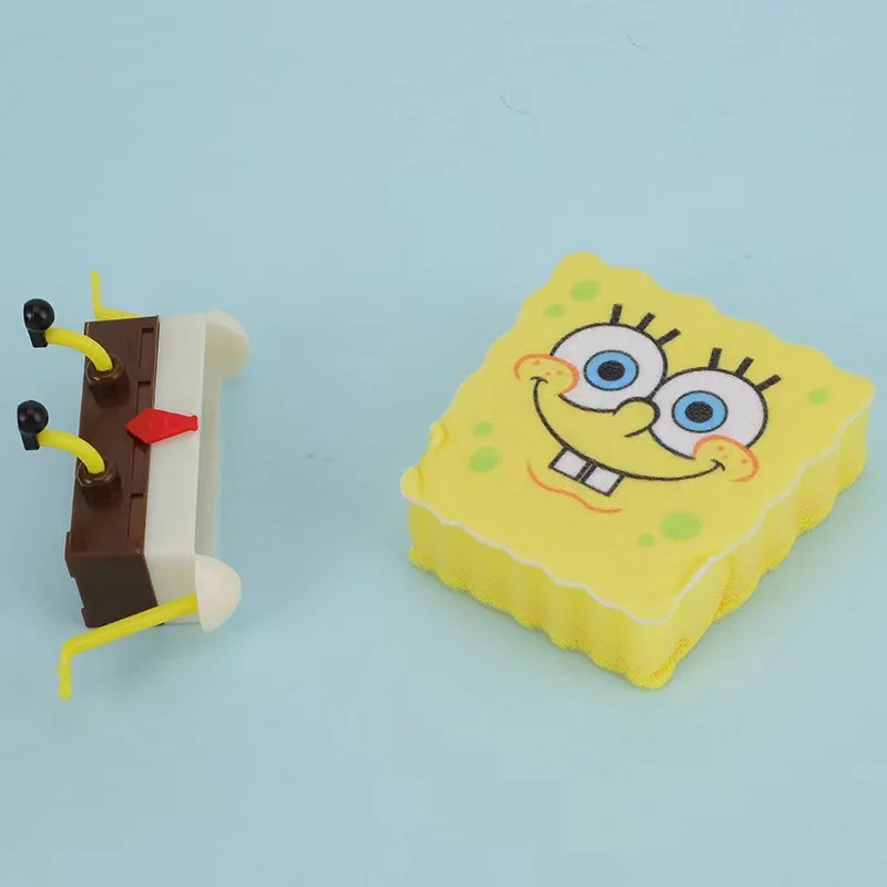 Cartoon SpongeBobs SquarePants Dish Washing Brush Cute Kitchen Home Supplies Drain Rack Wall Hooks Reusable Scrub Scouring Pad