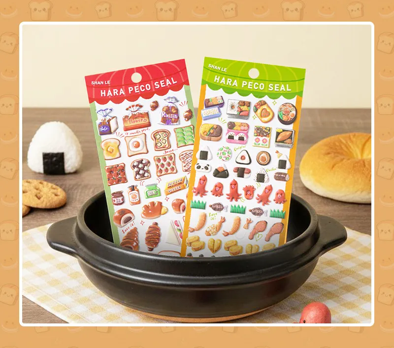 Japanese Sushi Food Cake 3D Puffy Foam Stickers Cute Cartoon Waterproof Decals for Girls DIY Craft Phone Decor Gifts