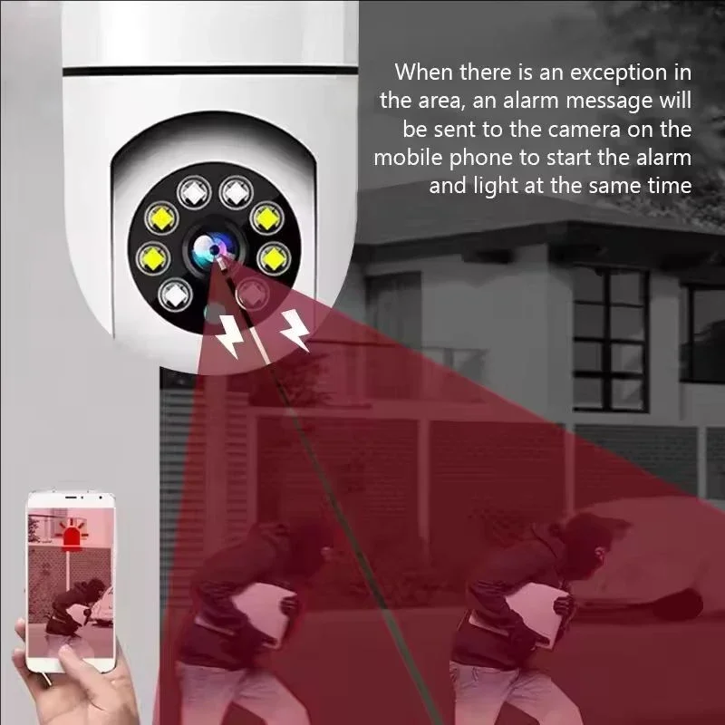 E27 Bulb Surveillance Outdoor Security Camera Automatic Night Vision Color Indoor Motion Detection Focus Zoom WiFi Camera