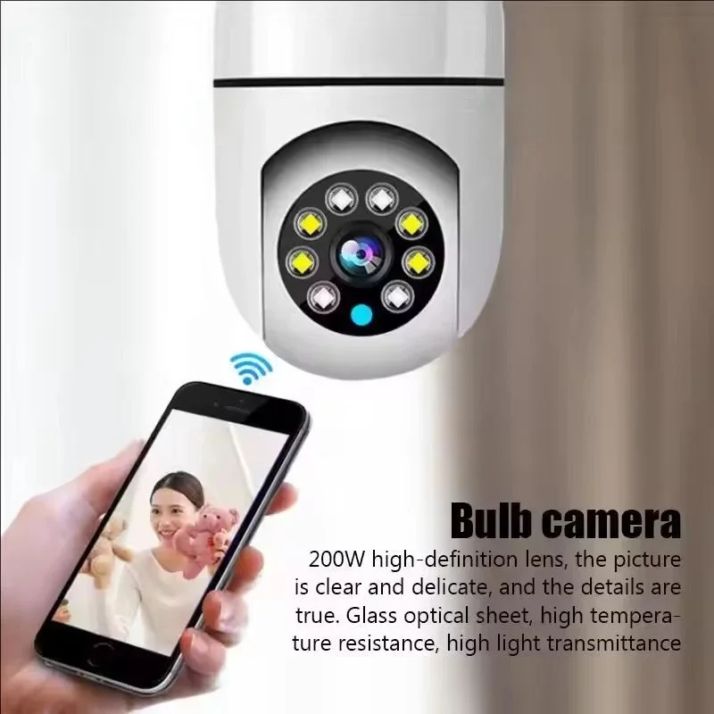 E27 Bulb Surveillance Outdoor Security Camera Automatic Night Vision Color Indoor Motion Detection Focus Zoom WiFi Camera