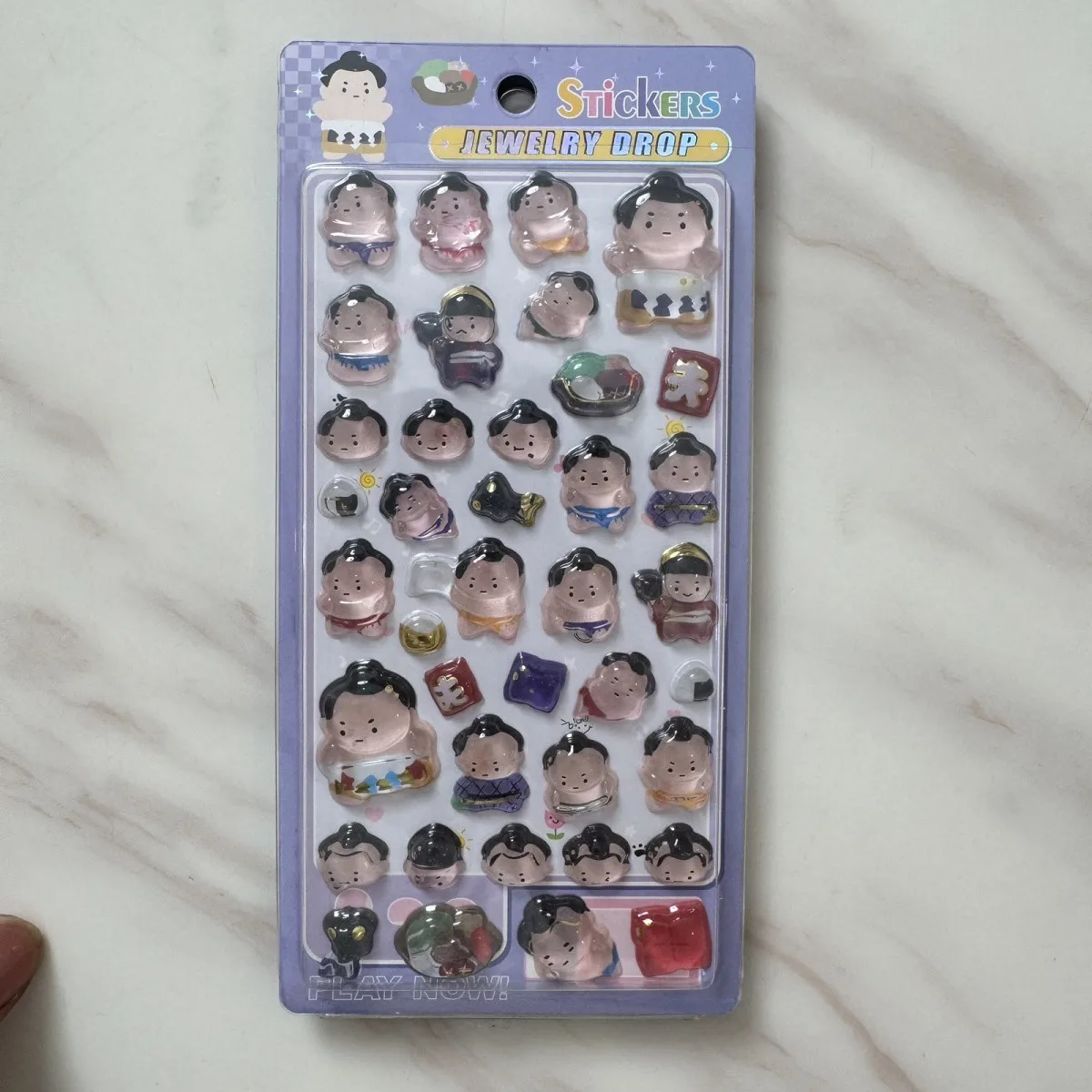 Kawaii Japanese Sumo Ninja Cartoon 3D Crystal Relief Stickers Creative Girl Phone Case Decoration Birthday Gift Accessories S