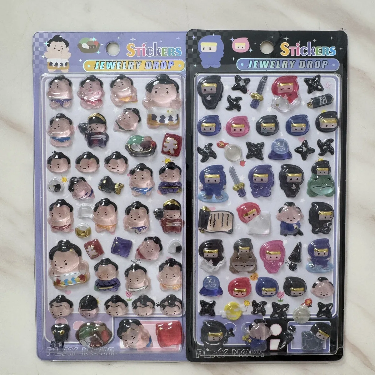 Kawaii Japanese Sumo Ninja Cartoon 3D Crystal Relief Stickers Creative Girl Phone Case Decoration Birthday Gift Accessories S