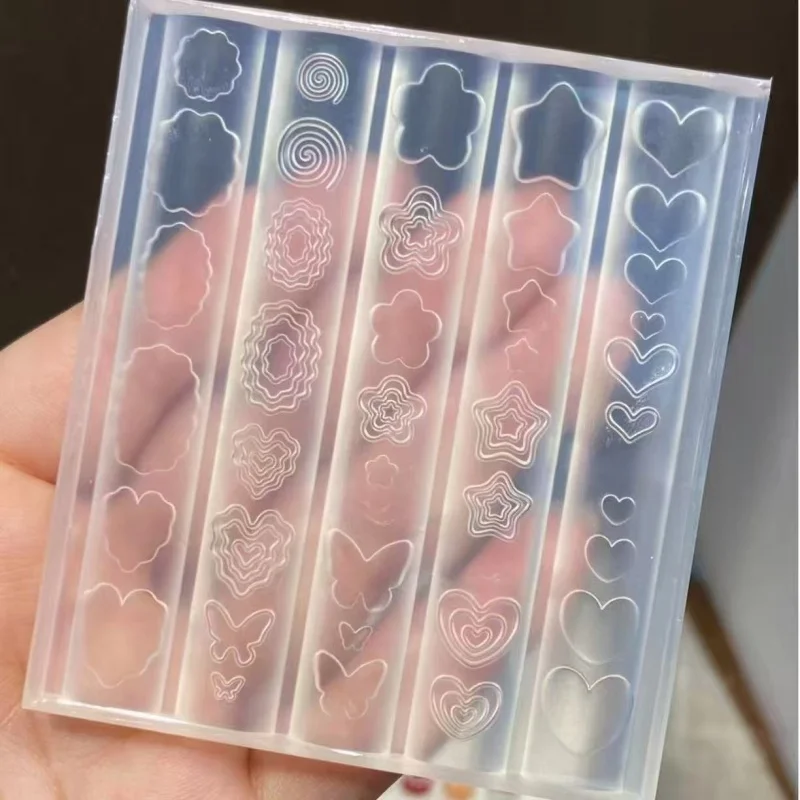 Cute Frame Dialogue Box Star Heart Apple Butterfly Nail Art Decorations Transparent Silicone Mold for Nail Art