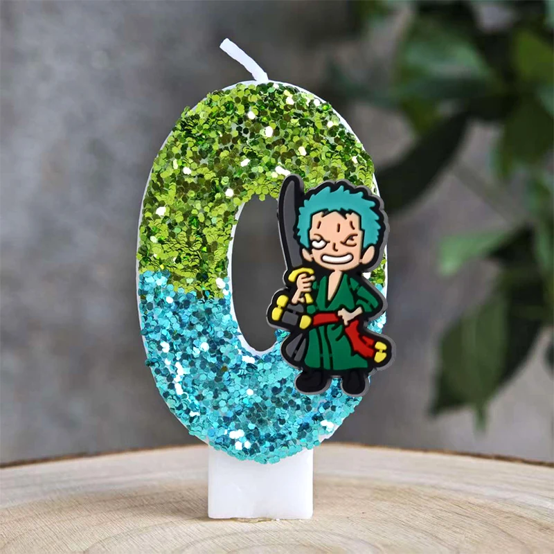 Hot One Piece Theme Candle Number 0-9 Luffy Candle Cake Decoration Birthday Party for Kids Baby Shower Toy Gifts