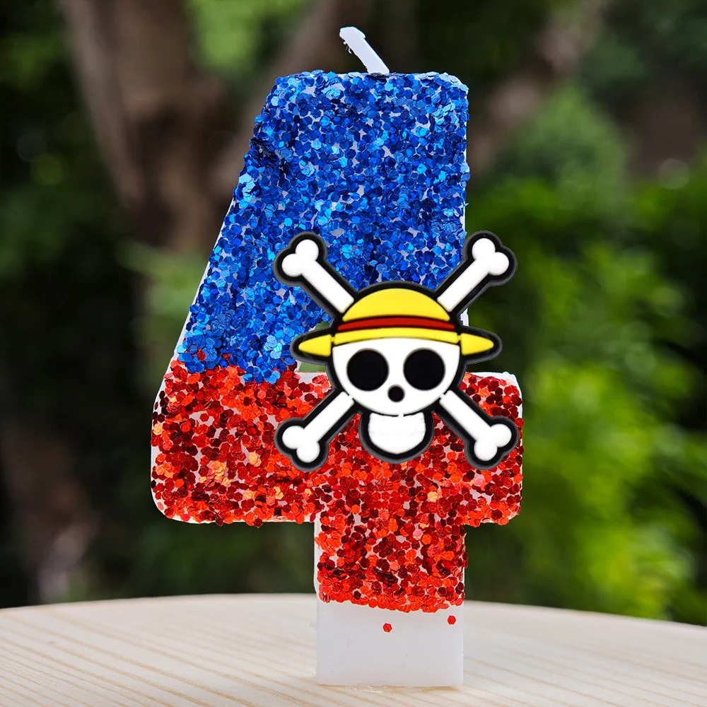 Hot One Piece Theme Candle Number 0-9 Luffy Candle Cake Decoration Birthday Party for Kids Baby Shower Toy Gifts