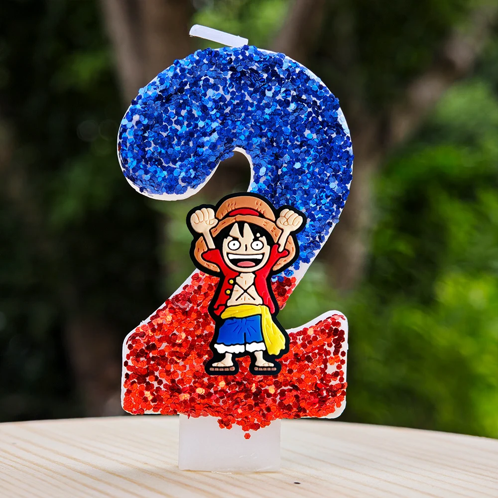 Hot One Piece Theme Candle Number 0-9 Luffy Candle Cake Decoration Birthday Party for Kids Baby Shower Toy Gifts