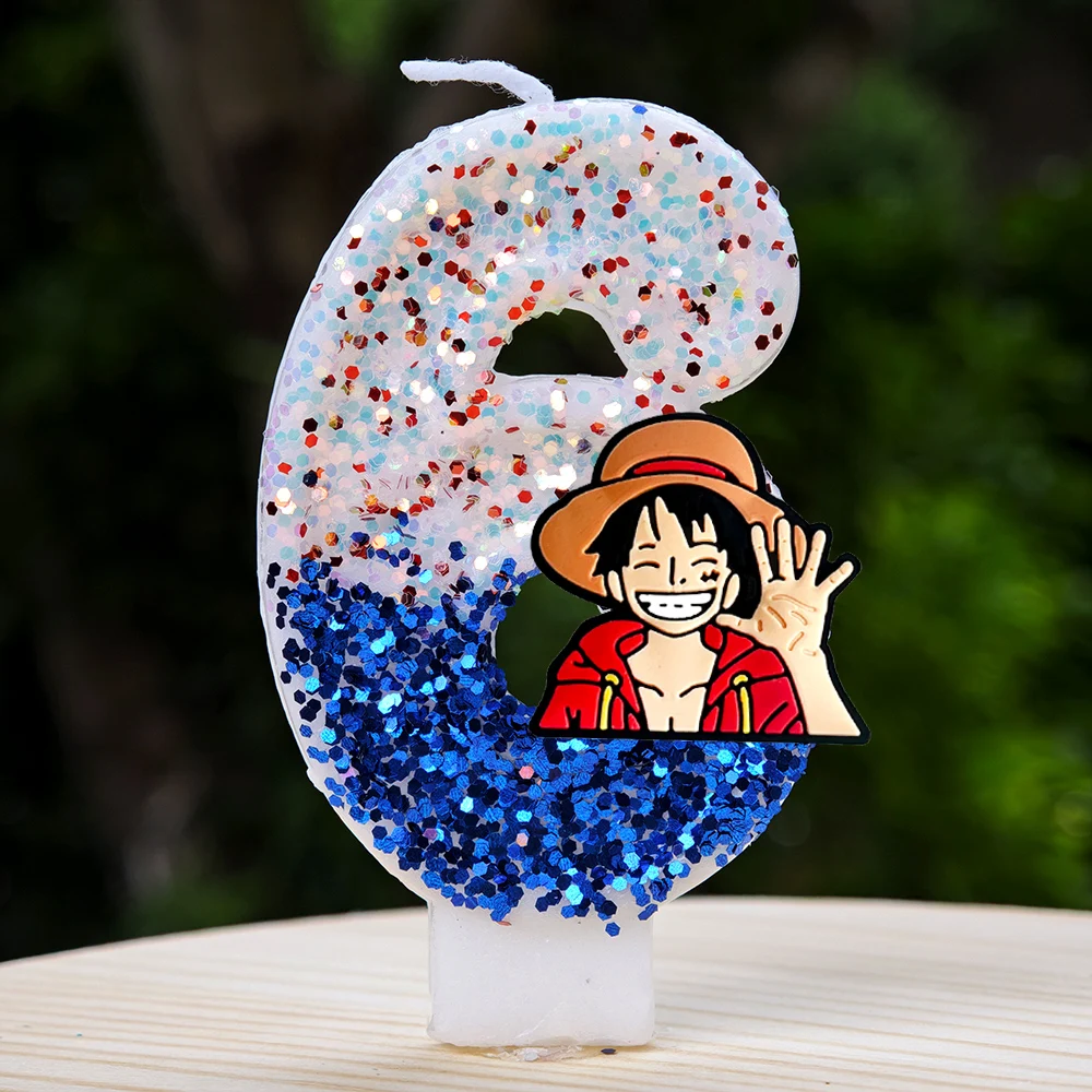 Hot One Piece Theme Candle Number 0-9 Luffy Candle Cake Decoration Birthday Party for Kids Baby Shower Toy Gifts