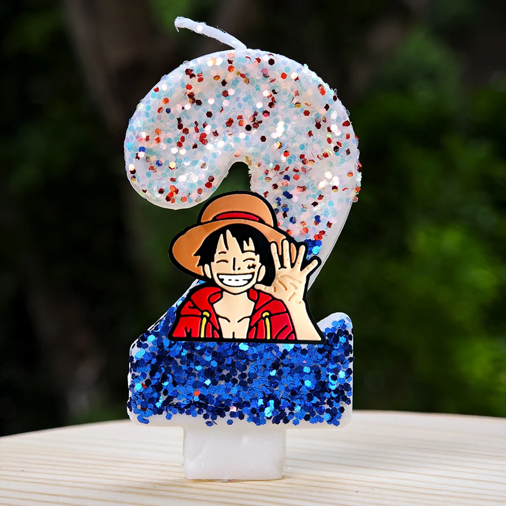 Hot One Piece Theme Candle Number 0-9 Luffy Candle Cake Decoration Birthday Party for Kids Baby Shower Toy Gifts