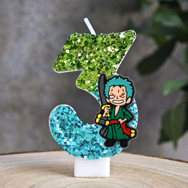 Hot One Piece Theme Candle Number 0-9 Luffy Candle Cake Decoration Birthday Party for Kids Baby Shower Toy Gifts