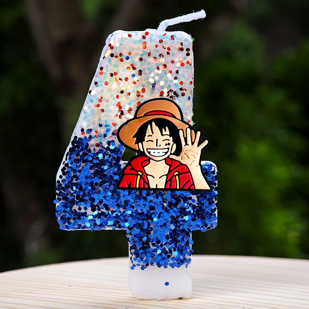 Hot One Piece Theme Candle Number 0-9 Luffy Candle Cake Decoration Birthday Party for Kids Baby Shower Toy Gifts