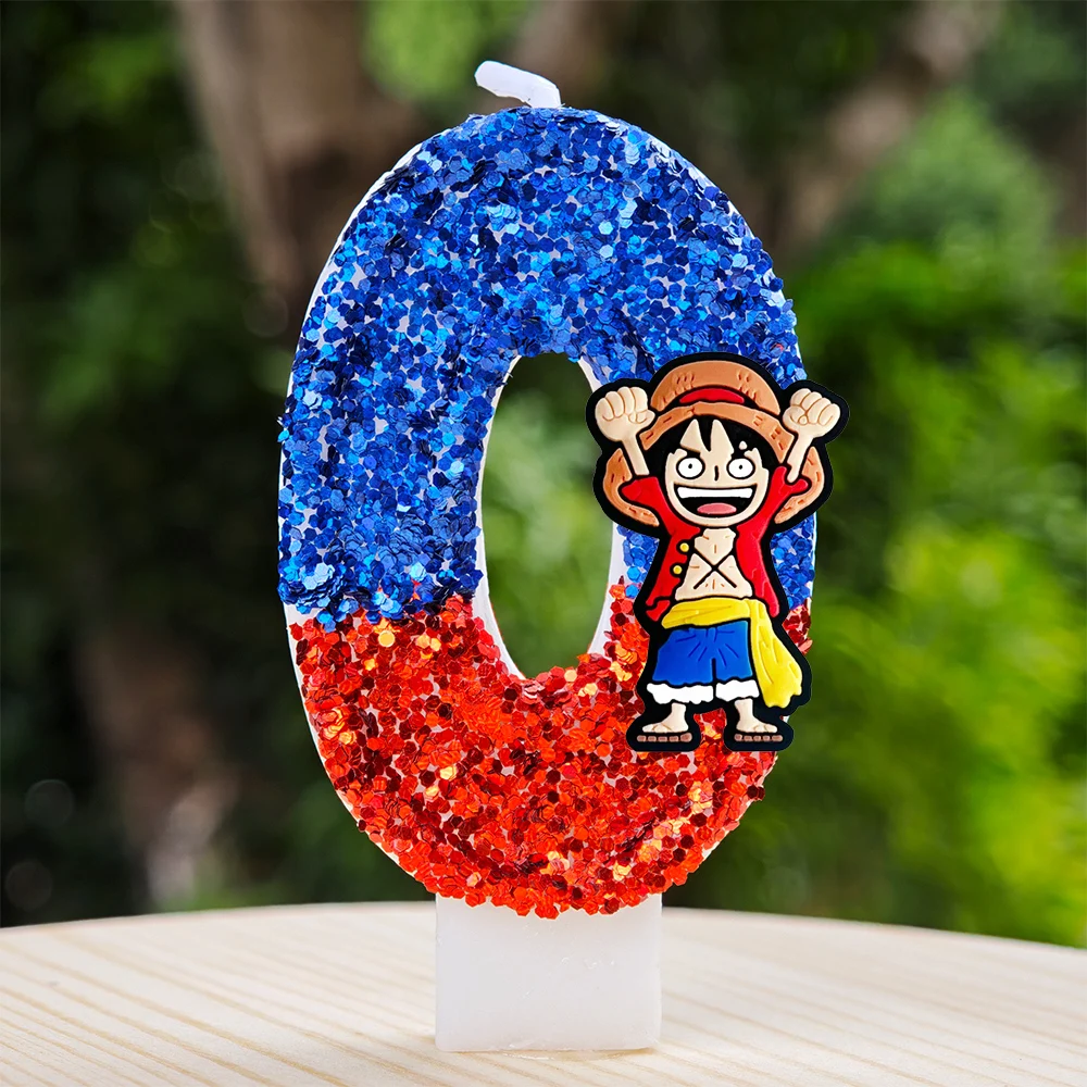 Hot One Piece Theme Candle Number 0-9 Luffy Candle Cake Decoration Birthday Party for Kids Baby Shower Toy Gifts